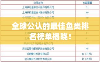 全球公認的最佳魚類排名榜單揭曉！