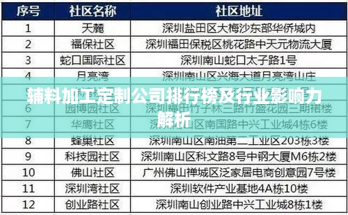 輔料加工定制公司排行榜及行業(yè)影響力解析