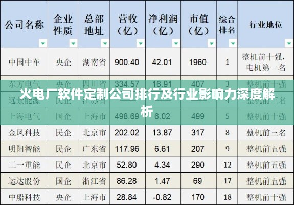 火電廠軟件定制公司排行及行業(yè)影響力深度解析