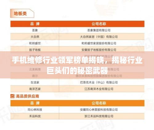 手機(jī)維修行業(yè)領(lǐng)軍榜單揭曉，揭秘行業(yè)巨頭們的秘密武器