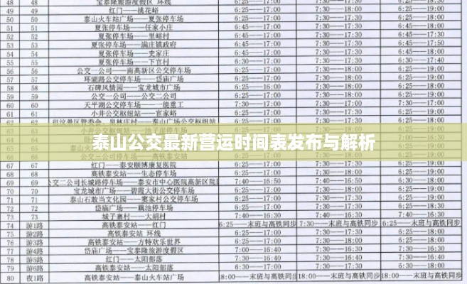 泰山公交最新營運(yùn)時(shí)間表發(fā)布與解析