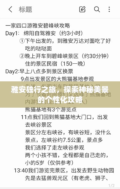 雅安獨行之旅，探索神秘美景的個性化攻略